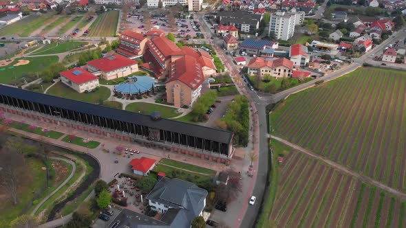 Beautiful flight on a quadcopter in Bad Durkheim. View of the salinarium. alt