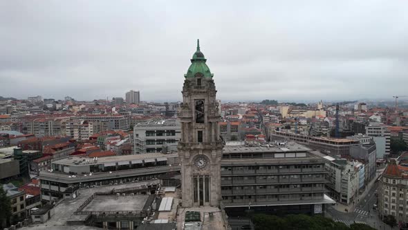 Aerial View of Porto City Hall on Liberdade Square Porto