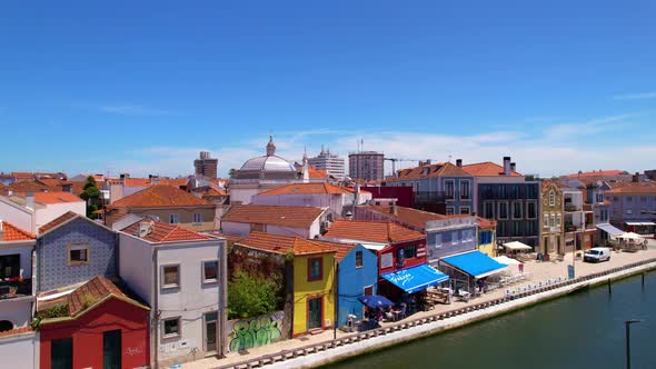 Portugal Multicolored Houses Over the River in Aveiro