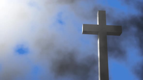 Holy Christian cross in the clouds.