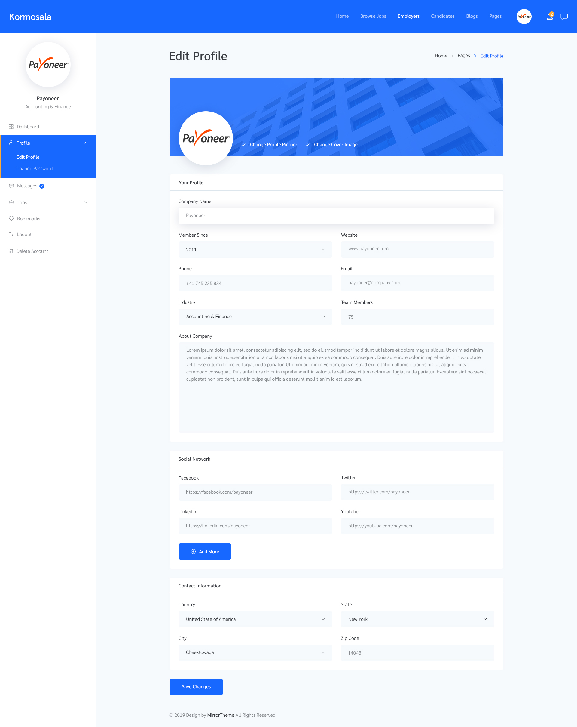 Kormosala Job Board PSD Template By MirrorTheme ThemeForest