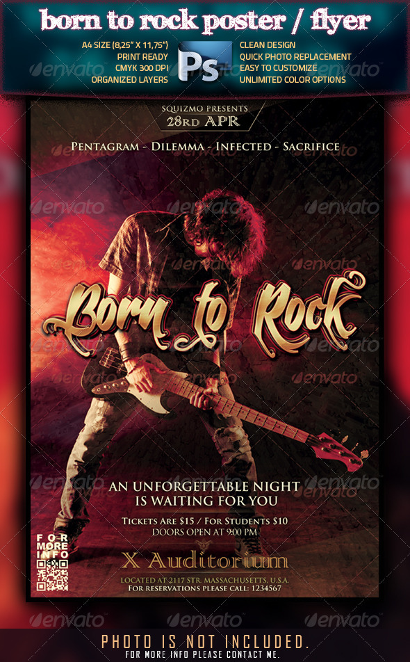 Born To Rock A4 Poster/Flyer - Clubs & Parties Events