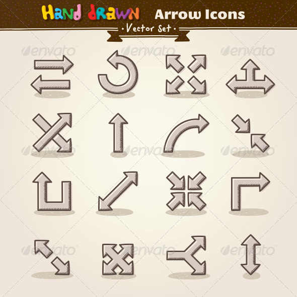 Vector Hand Draw Arrow Icon Set - Web Elements Vectors