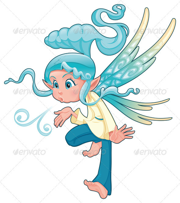 Young fairy blowing a spell. - People Characters