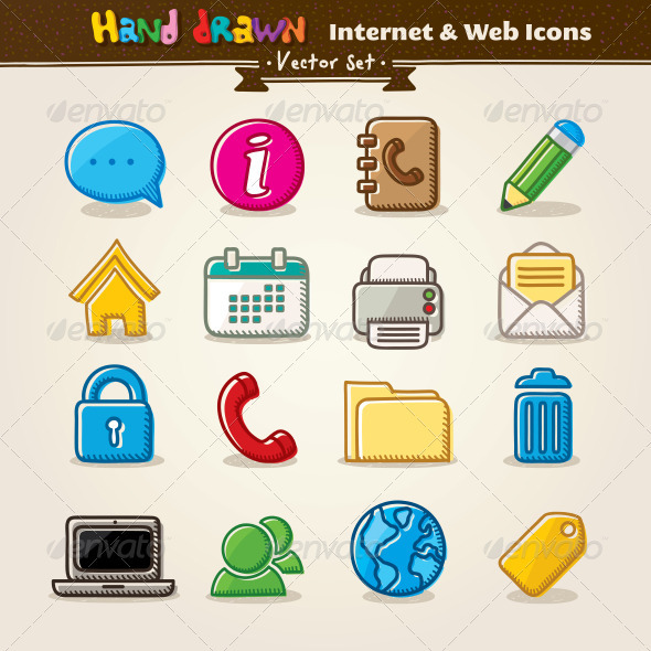 Vector Hand Draw Internet And Web Icon Set - Web Technology