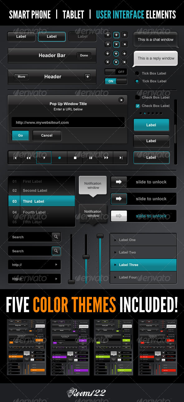 Smart Phone - Tablet - Web Interface Elements - User Interfaces Web Elements
