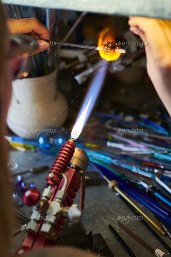 close up of a torch for glass blowing Stock Photo