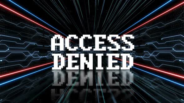 Access Denied Glitch Text in a Tech Room, Loopable