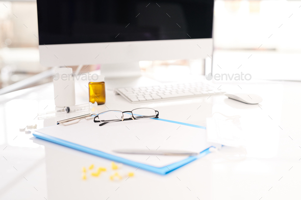 Desk in Doctors Office - Stock Photo - Images