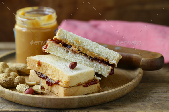 Sandwiches Jam and Peanut Butter - Stock Photo - Images
