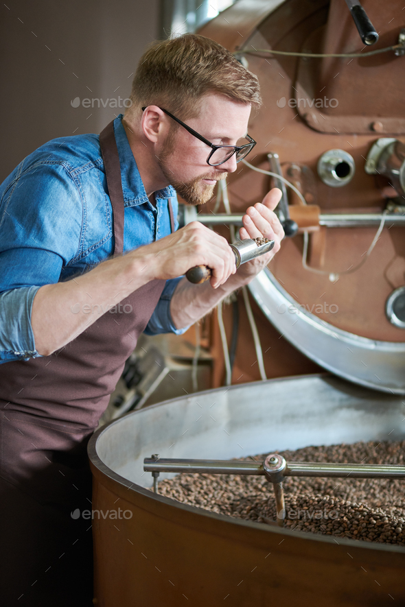 Modern Artisan  Smelling Coffee - Stock Photo - Images