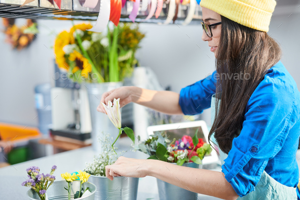 Creative Florist in Shop - Stock Photo - Images