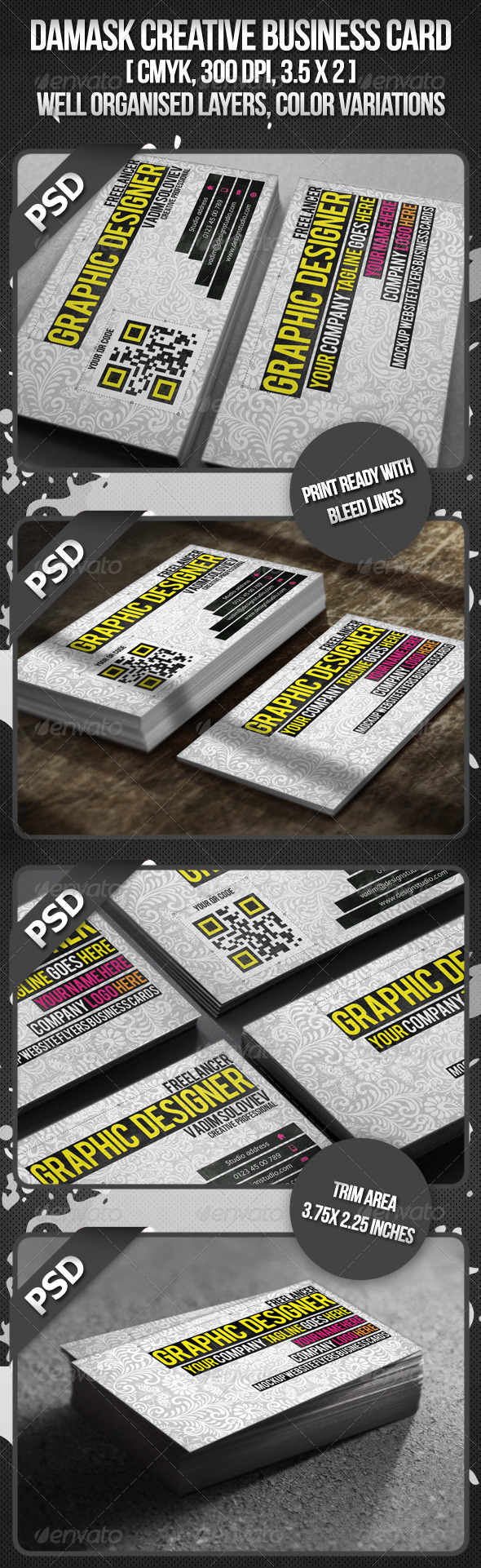 Damask Creative Business Card - Creative Business Cards