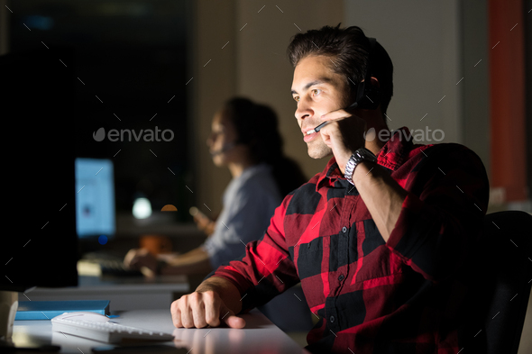 Service Operator Talking to Customer - Stock Photo - Images