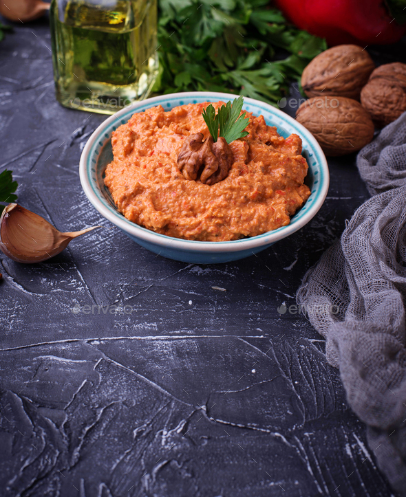 Arabic or Middle Eastern dip Muhammara - Stock Photo - Images