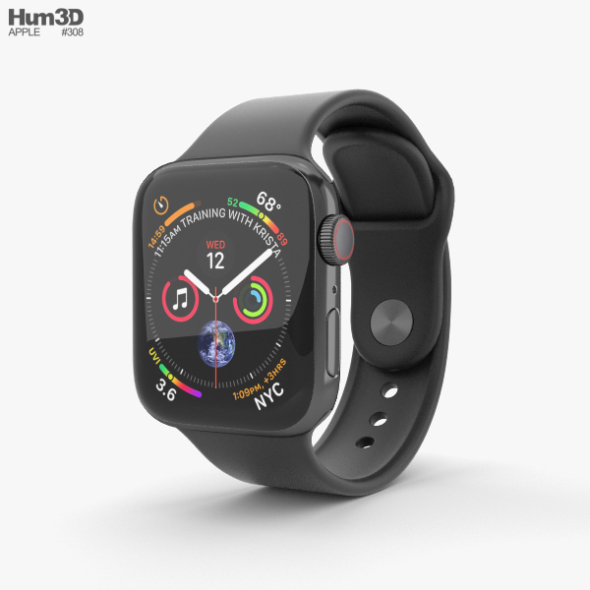space black stainless steel case with black sport band