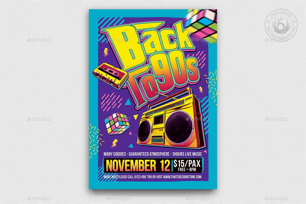 Back to the 90s Flyer Template Print Templates GraphicRiver