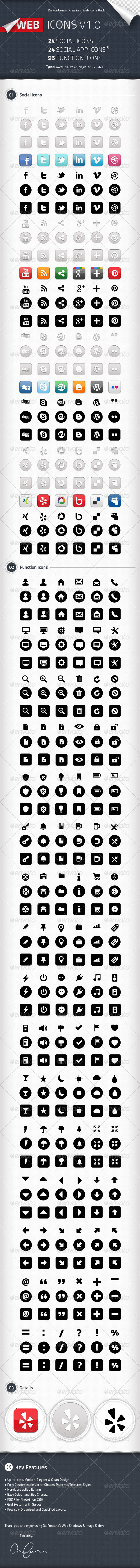 Social Icons, Social App Icons, Function Icons - Web Icons
