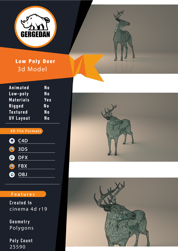 Low Poly Deer - 3Docean 24488289