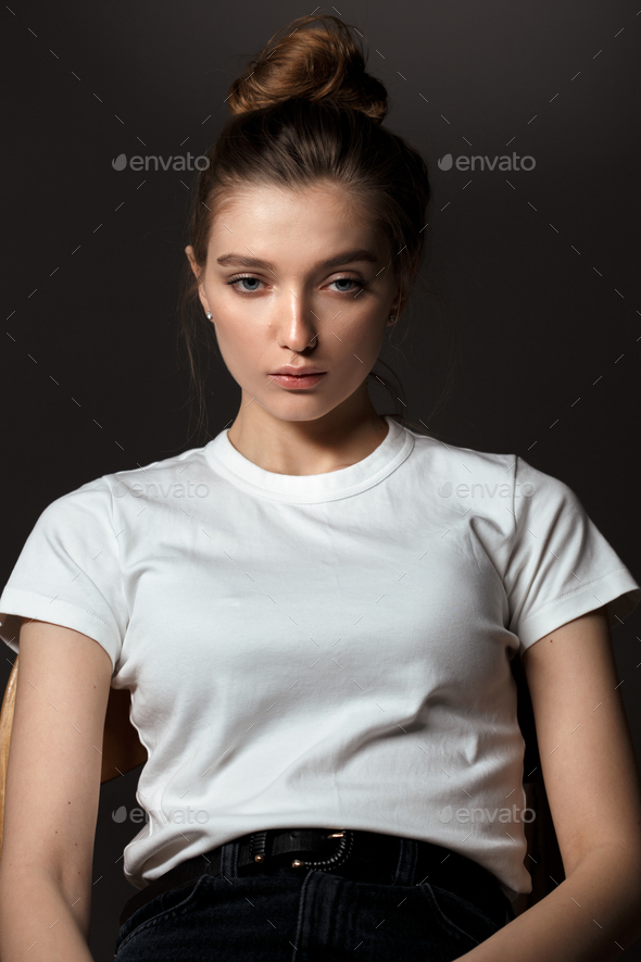 girl in white t shirt