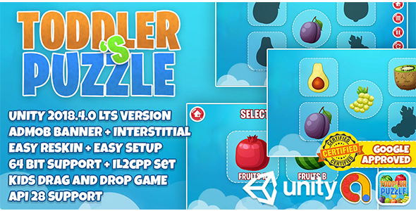 Baby Toddler's Puzzle : Easy Reskin + 64 Bit Support Google Play Store