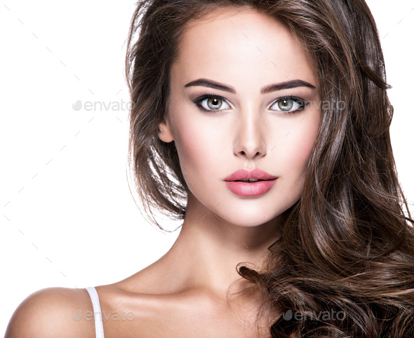 Attractive face of beautiful young  woman - Stock Photo - Images