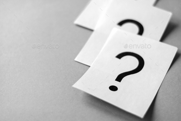 White cards with printed question marks Stock Photo by sergign | PhotoDune