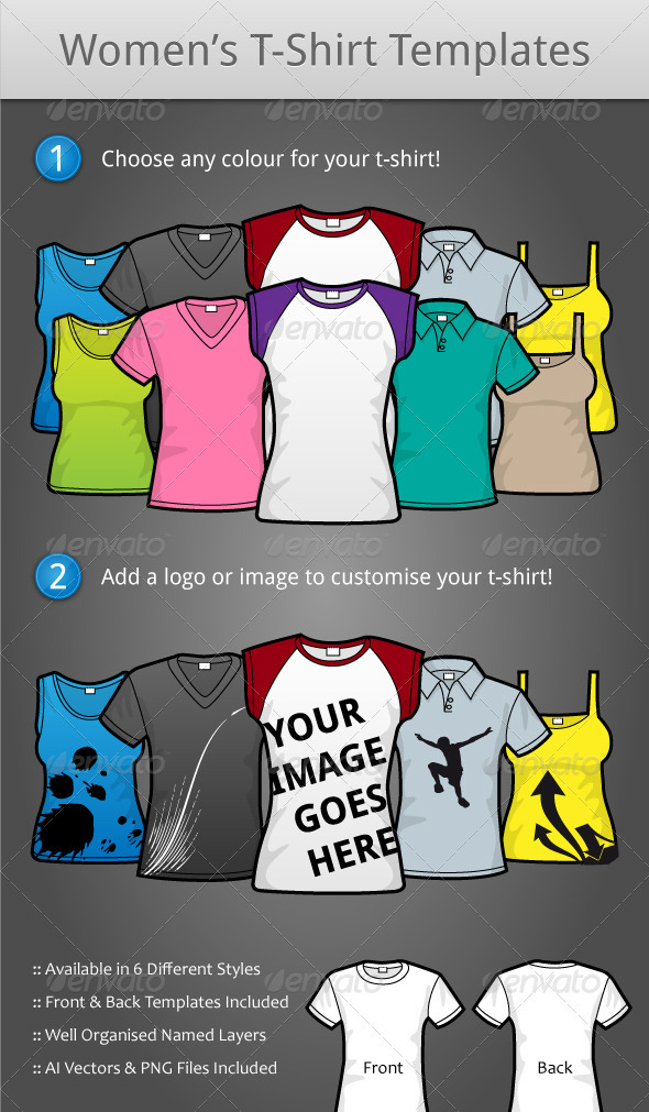Female T-Shirt Templates - Commercial / Shopping Conceptual