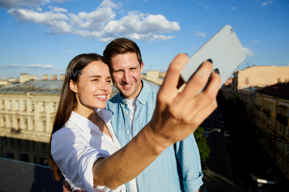 Selfie on roof - Stock Photo - Images