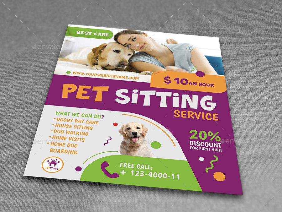Pet Sitting Service Flyer Template by OWPictures GraphicRiver