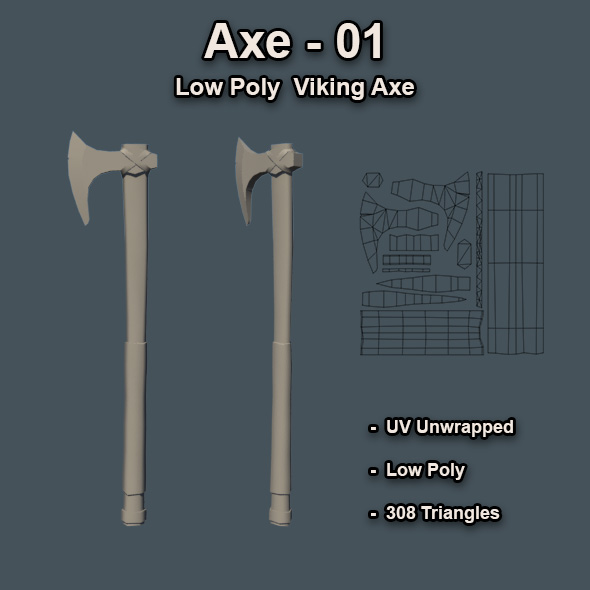 Axe 01 Lowpoly - 3Docean 24533294