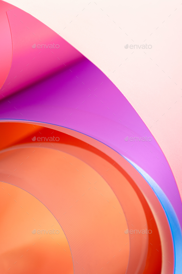 A close-up photo is a background of multicolored arcs with a gra - Stock Photo - Images