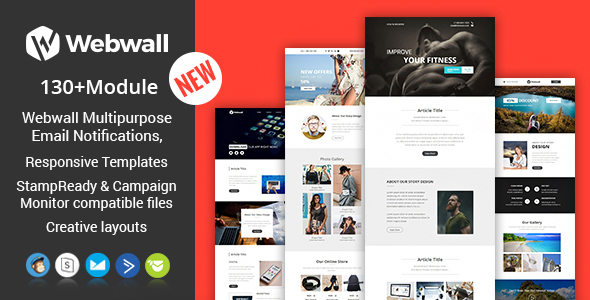 Webwall- 130+ Modules Newsletter Template + StampReady & CampaignMonitor compatible files by webwall