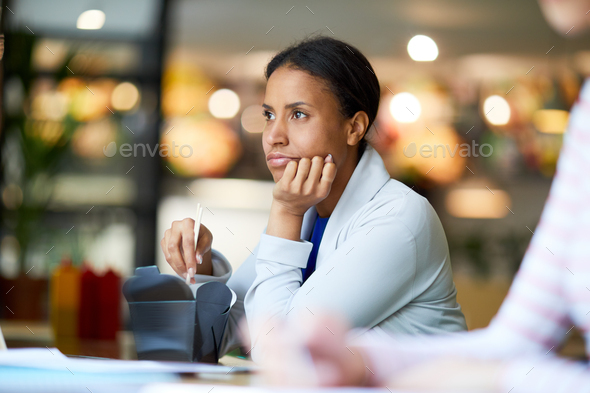 Thinking by lunch - Stock Photo - Images
