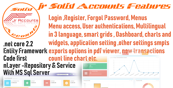 Jr Solid Accounts .net core MVC 2.2 | Accounts | Employee Management | Users in C#, Open Source