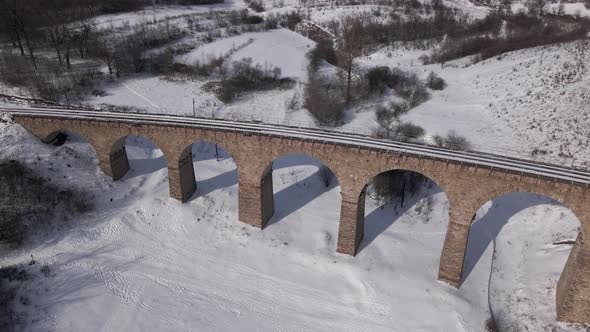 Aerial Drone View of a Railway Stone Viaduct