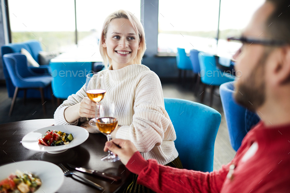 Happy Woman On Romantic Date - Stock Photo - Images