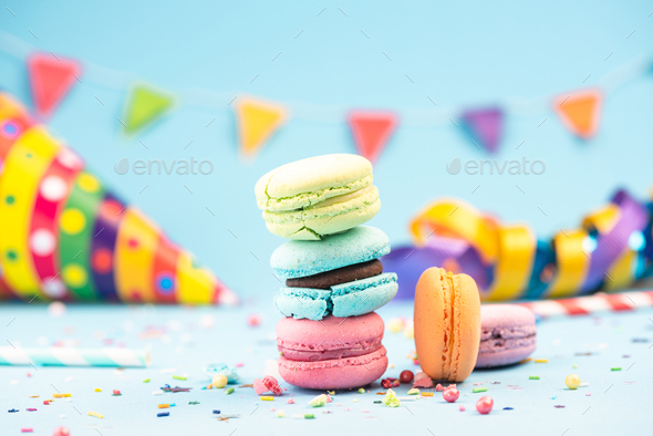 Pastel Macaroons Tower, Birthday or Party Invitation Template Mo