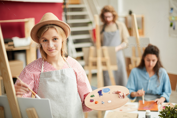 Girl with palette - Stock Photo - Images