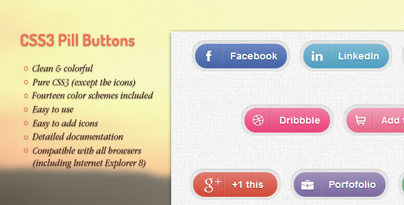 CSS3 Pill Buttons - CodeCanyon Item for Sale