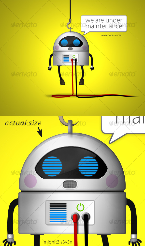 Robot Under Maintenance Screen - Backgrounds Graphics