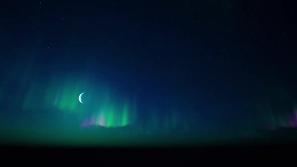 Night sky Moon Aurora HD