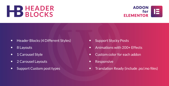 Header Blocks for Elementor - WordPress Plugin