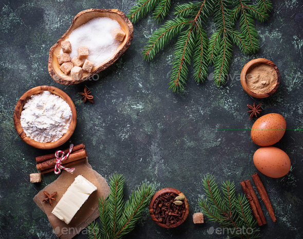 Ingredients for baking Christmas cookies. - Stock Photo - Images