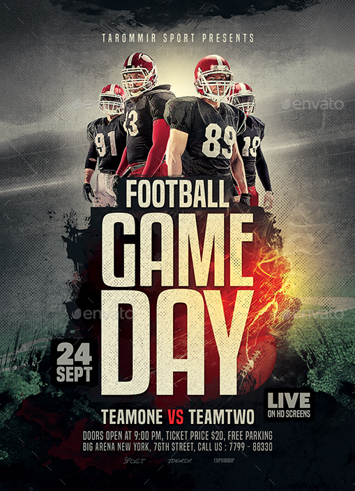 Football Game Day Flyer Print Templates GraphicRiver