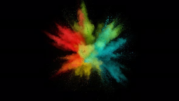 Super Slow Motion Shot of Color Powder Explosion Isolated on Black Background at 1000Fps. alt