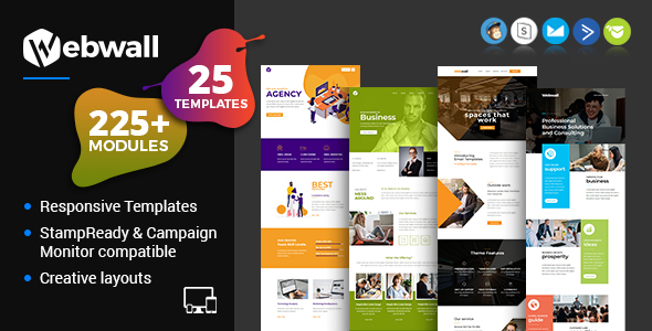 Webwall - Business Responsive Email Template + StampReady & CampaignMonitor compatible files by webwall
