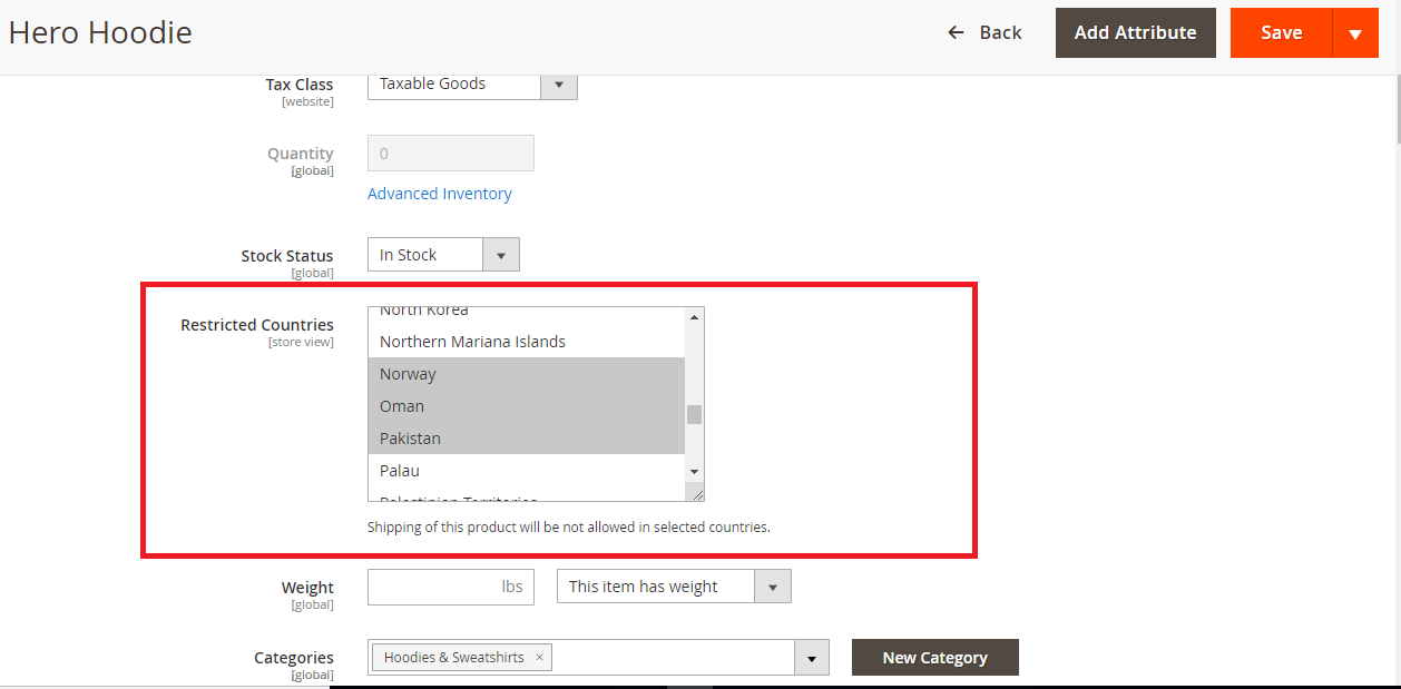 Magento2 Restrict Product By Country - 2