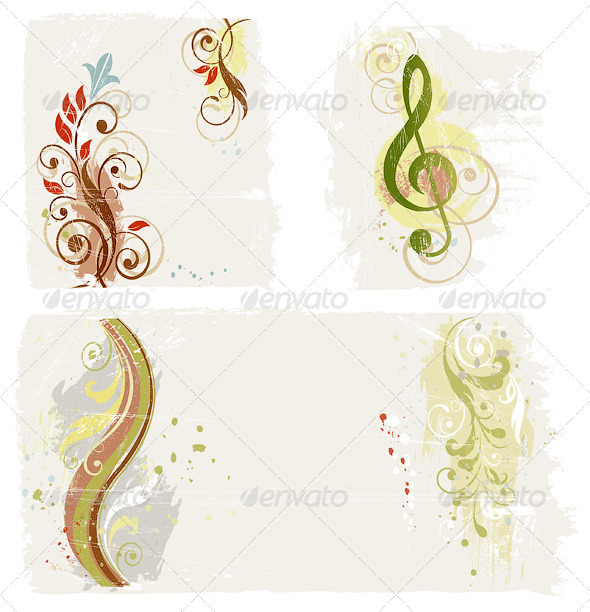 Grunge Design Elements Set - Backgrounds Decorative