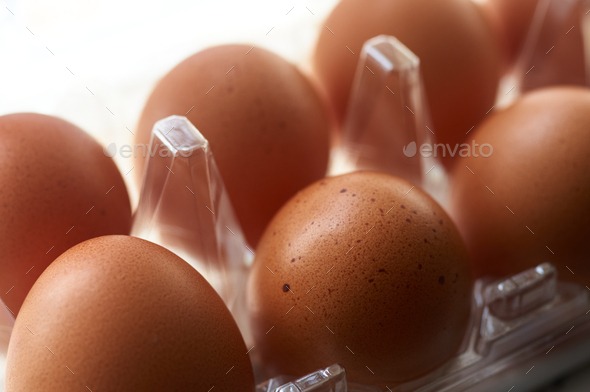Eggs in the plastic tray - Stock Photo - Images